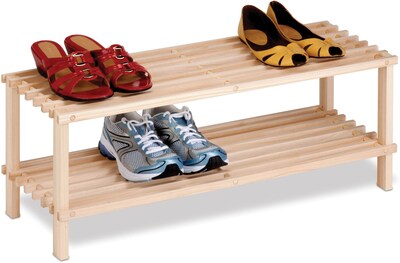 Honey Can Do® 2-Tier Shoe Rack, Unfinished Natural Wood (SHO-09368)