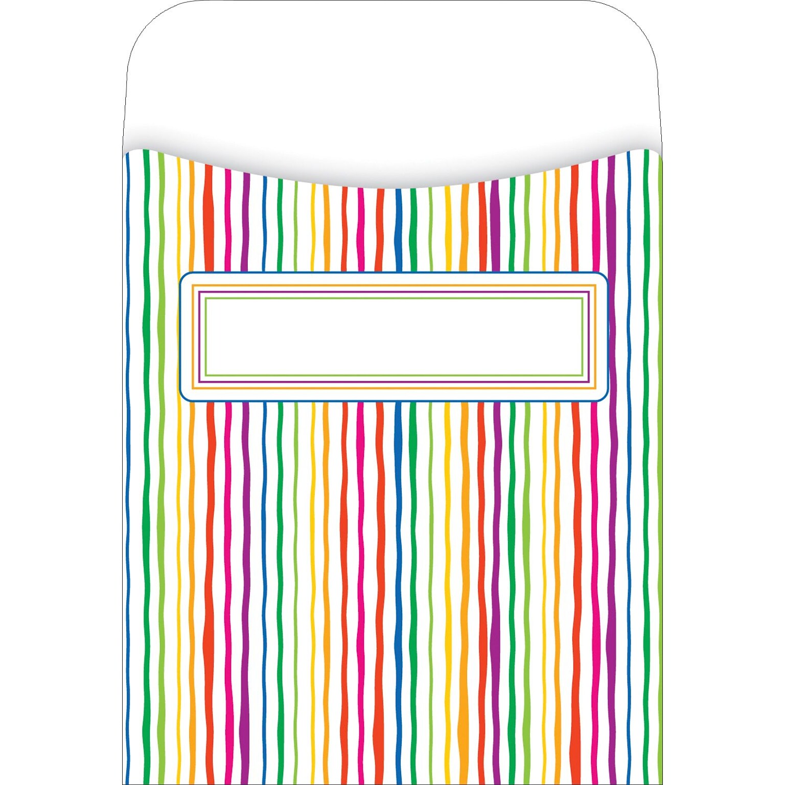 Barker Creek Happy Stripes Peel & Stick Library Pockets, 5.125 x 3.5, 30/Pack (LL120/Pack9)