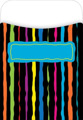 Barker Creek Peel and Stick Library Pocket, Neon Stripes Design, 30/Pack
