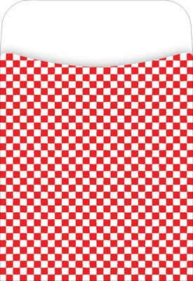 Barker Creek Library Pocket, Red Check Design, 30/Pack