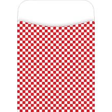 Barker Creek Library Pocket, Red Check Design, 30/Pack