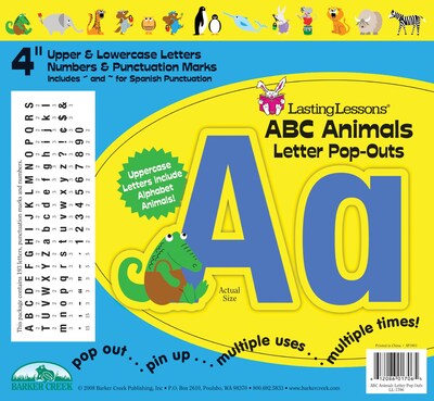 Barker Creek ABC Animals 4 Letter Pop Out, All Age