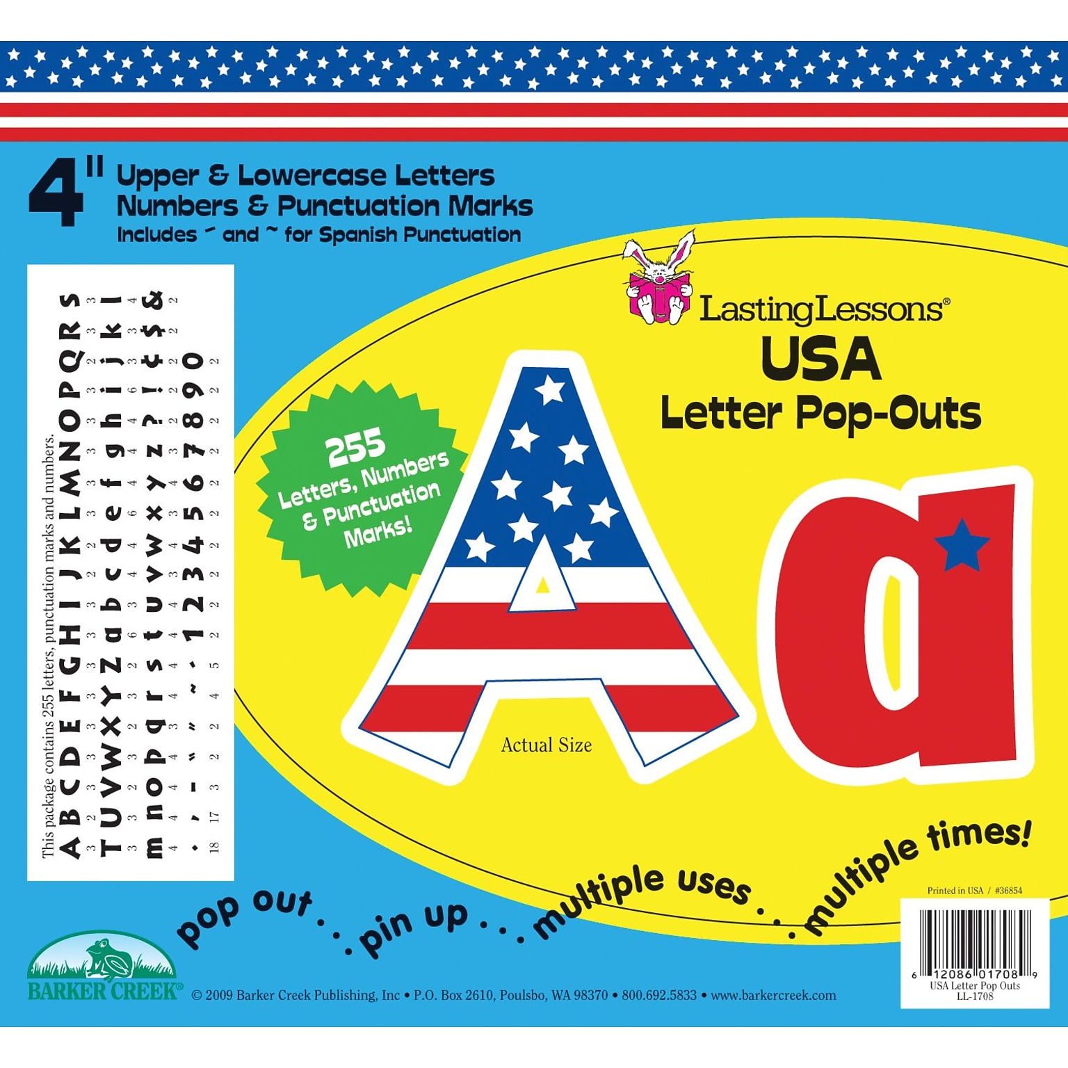 Barker Creek USA 4 Letter Pop Out, All Age