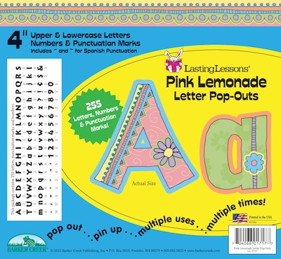 Barker Creek Pink Lemonade 4 Letter Pop Out, All Age