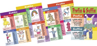 Barker Creek Prefixes/Suffixes Chart Set, 17 x 22