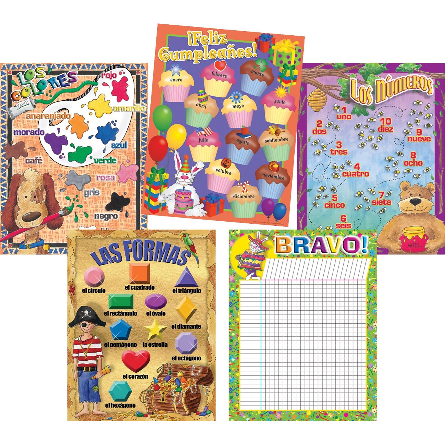 Barker Creek Spanish Chart Pack, 17 x 22