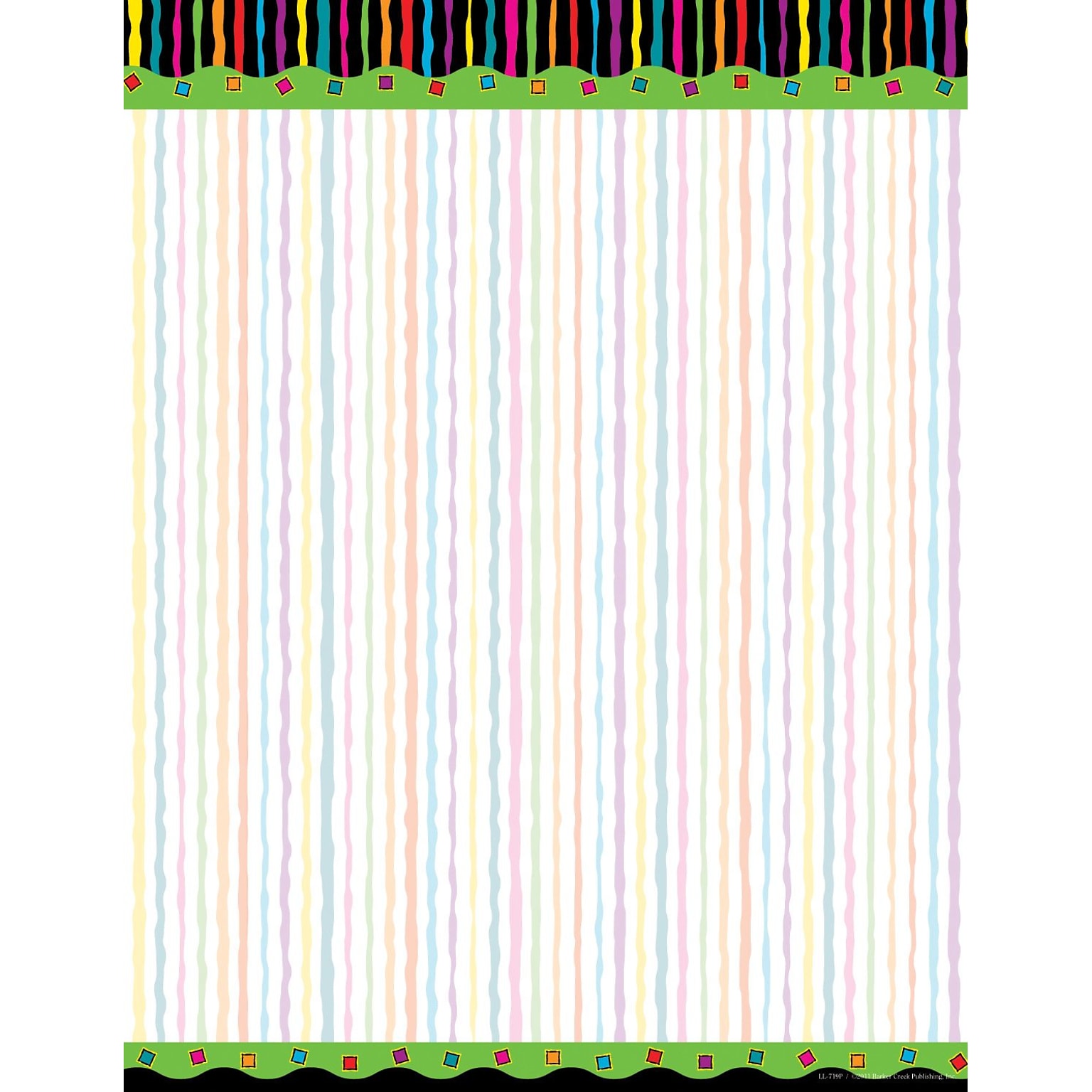 Barker Creek Neon Stripe Stationery Decorative Paper 8.5 x 11, Multi Color (LL719)