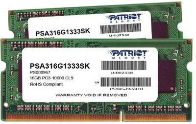 Patriot PSA316G1333SK DDR3 (204-Pin SO-DIMM) MAC Memory, 16GB
