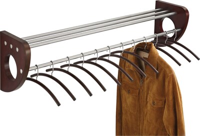 Safco® Mode™ 4213 48 Wood Wall Coat Rack With Hangers, Mahogany