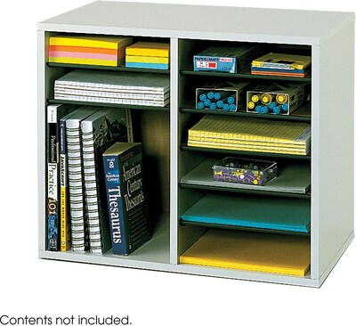 Safco 9420 Wood Vertical Adjustable Literature Organizer, 12-Compartment, Gray (9420GR)
