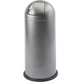 Safco Push Top Dome Receptacles Steel Trash Can with Lid, Black Speckle, 15 gal. (9675NC)