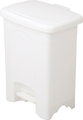 Safco Step-On Receptacle Plastic Step Trash Can, White, 4 gal. (9710WH)