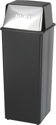 Safco Reflections Metal Trash Can with no Lid, Black And Chrome, 21 gal. (9893)