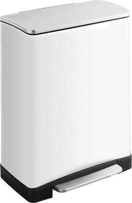 Safco Step-On Plastic Step Trash Can, White, 13 gal. (9905WH)