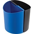 Safco Desk-Side Recycling Receptacle Plastic Trash Can with no Lid, Black/Blue, 3 gal. (9927BB)