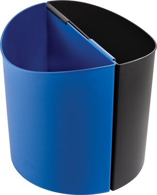 Safco Desk-Side Plastic Trash Can with no Lid, Black/Blue, 14 gal. (9928BB)