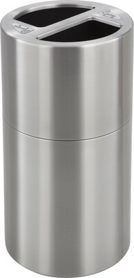 Safco 30 gal. Dual Aluminum Recycling Receptacle, Silver