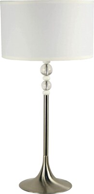 Kenroy Home Luella Table Lamp; Brushed Steel Finish; White and Clear Acrylic Accent