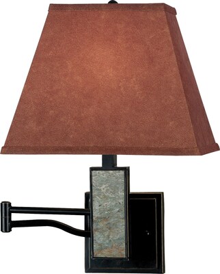 Kenroy Home Dakota Wall Swing Arm Lamp, Oil Rubbed Bronze Finish With Natural Slate Accents
