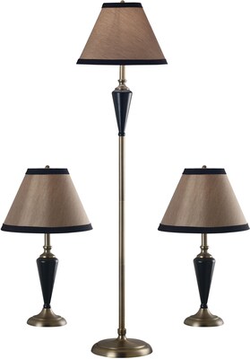 Kenroy Home Hunley Table and Floor Lamp Set, Bronzed Brass Finish