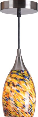 Kenroy Home Medici 1 Light Mini Pendant with Confetti Blown Glass Shade, Brushed Steel Finish