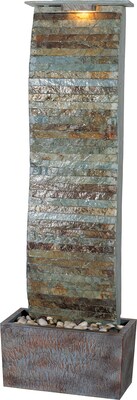 Kenroy Home Tactile Curvature Slate Floor Fountain, Natural Slate Finish
