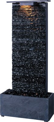 Kenroy Home Bedrock Falls Table/Wall Fountain, Natural Grey Slate Finish