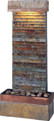Kenroy Home Tacora Horizontal Fountain, Natural Slate Finish with Copper Accents