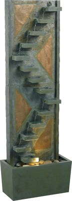 Kenroy Home Traverse Floor Fountain, Natural Green Slate Finish with Natural Copper Accents