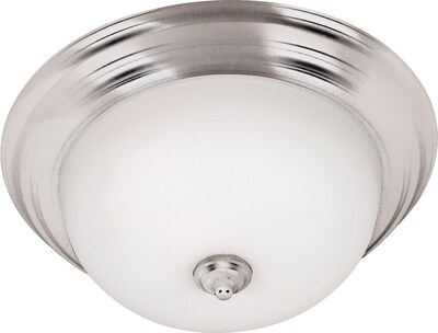Kenroy Home Triomphe 2 Light Flush Mount with Self Ballasted Bulb; Brushed Steel Finish