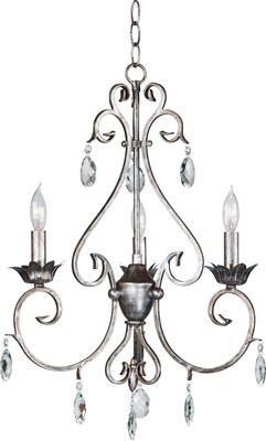 Kenroy Home Antoinette 3 Light Chandelier, Weathered Silver Finish