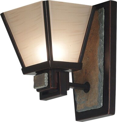 Kenroy Home Clean Slate 1 Light Wall Sconce, Oil Rubbed Bronze Finish with Natural Slate