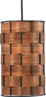 Kenroy Home Shaker 1 Light Mini Pendant, Dark Woven Wood Finish