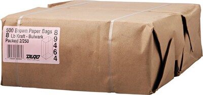 Heavy Duty Brown Kraft Paper Grocery Bags; Capacity 8 lbs., 500/PK