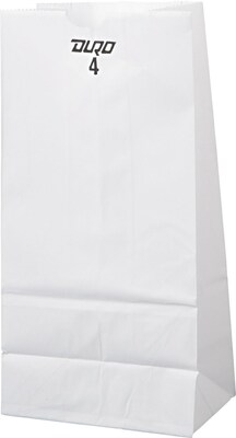 Heavy Duty White Kraft Paper Grocery Bags; Capacity 4 lbs., 500/PK