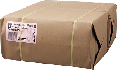 Heavy Duty Brown Kraft Paper Grocery Bags; Capacity 12 lbs., 500/PK