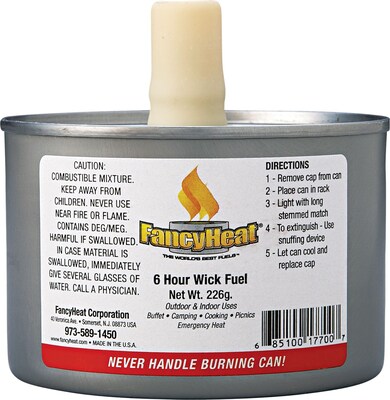 Fancy Heat® Stem Wick F700 Chafing Fuel Can, 8 oz., 6 Hour, 24/PK
