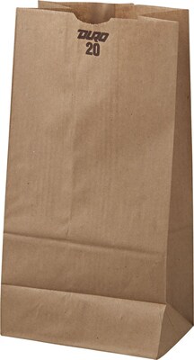 Standard Brown Kraft Paper Grocery Bags; Capacity 20 lbs., 500/PK