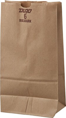Heavy Duty Brown Kraft Paper Grocery Bags; Capacity 6 lbs., 500/PK