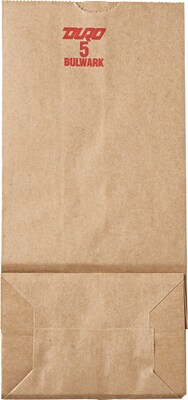 Heavy Duty Brown Kraft Paper Grocery Bags; Capacity 5 lbs., 500/PK