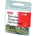 ACCO Gold Tone #2 Paper Clips, Gold, 100/Pack (72533)