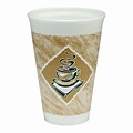 Dart® Cafe G™ 16X16G Foam Hot/Cold Cup, 16 oz. White With Brown and Green, 1000/Pack