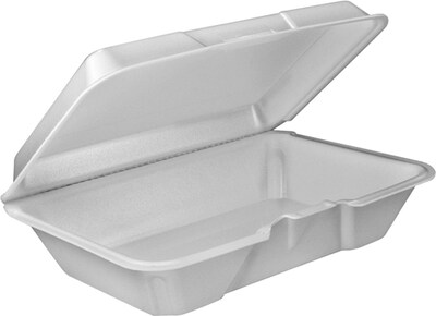 Dart® 205HT1 Hinged Lid Food Container, White, 2.9(H) x 6.4(W) x 9.3(D)