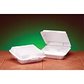 Genpak® 23300 Medium Hi-Volume Foam Hinged Dinner Container, White, 3(H) x 9 1/4(W) x 8.88(D), 200/Pack