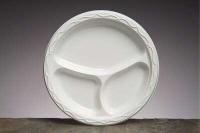 Genpak® 71300 Dinnerware Plate; 3 Compartments, Plastic, 500/Case