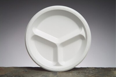 Genpak® LAM13 Laminated Plate; 3 Compartments, 10 1/4(Dia), White, 500/Pack