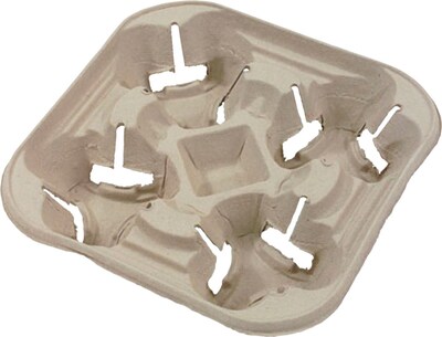Chinet® FLURRY Cup Holder Tray, Beige, 22 oz., 300/Case