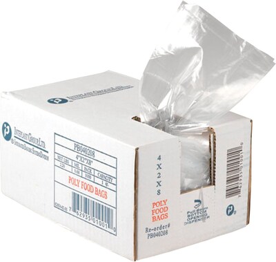 Inteplast Group PB100824 Food and Utility Poly Bag; 24(H) x 10(W) x 8(D), Clear, 500/Pack