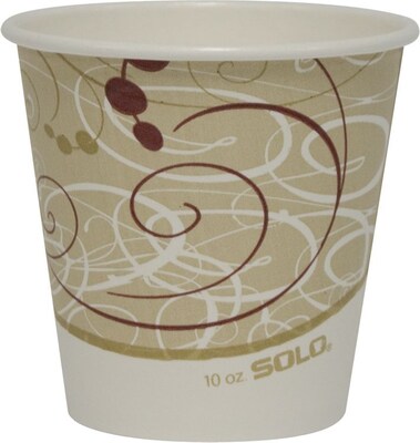 Solo® Symphony® Single Sided Poly Paper Hot Cup, 10 oz., Squat, 1000/Pack