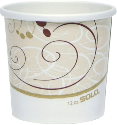 Solo Double Sided Poly Paper Food Container, 3.9(H) x 3.9(Dia) Top x 2.9(Dia) Bottom, Multicolor